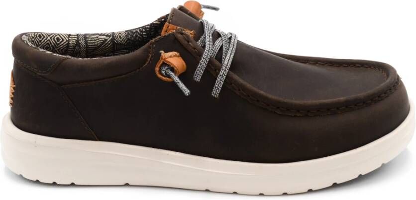 Hey Dude Donkerbruine Wally Grip Craft Leren Mocassin Brown Heren