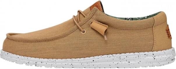 HEYDUDE Wally Washed Canvas Heren Schoenen Bruin Maat: 37 Canvas Foot Locker