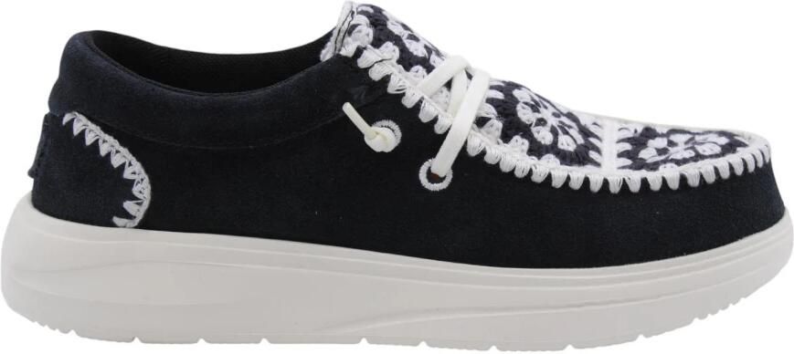 HEYDUDE Wendy Comf Suede Crochet Dames Instappers Black Multi - Foto 2