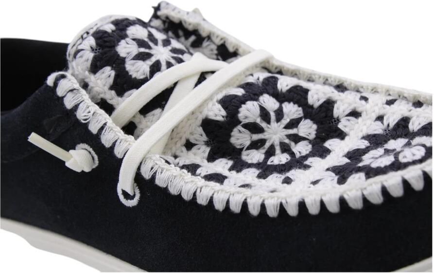 HEYDUDE Wendy Comf Suede Crochet Dames Instappers Black Multi - Foto 3