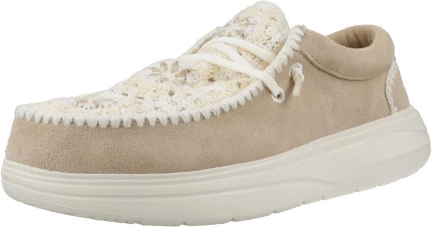 HEYDUDE Wendy Comf Suede Crochet Dames Instappers Irish Cream Multi - Foto 4
