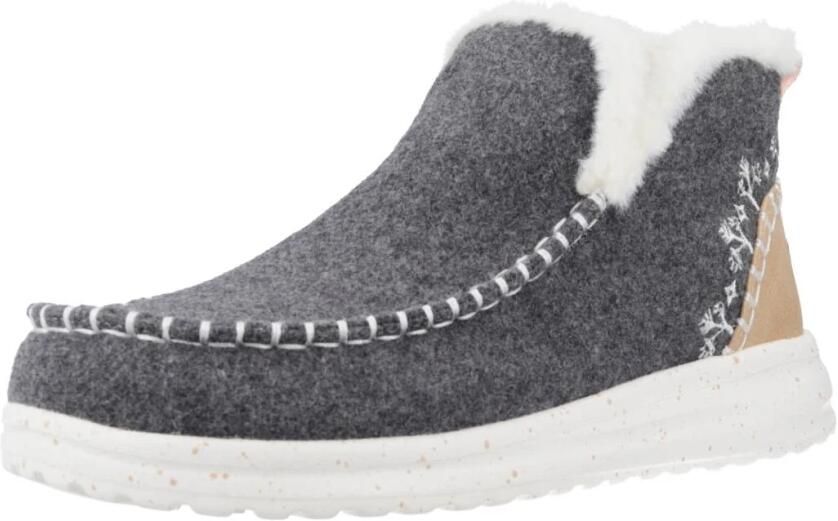 HEYDUDE Denny Wool Faux Shearling Dames Instappers Grey - Foto 3
