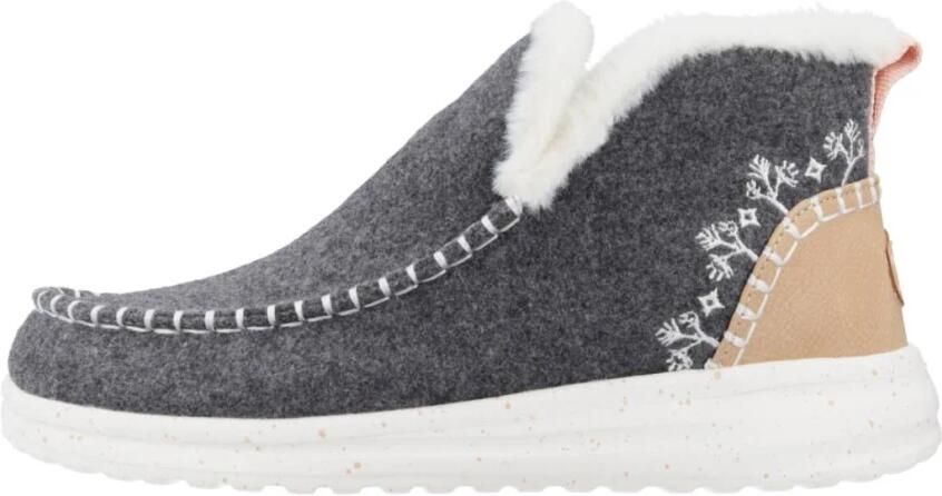 HEYDUDE Denny Wool Faux Shearling Dames Instappers Grey - Foto 5