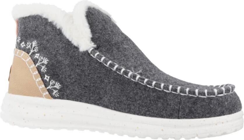 HEYDUDE Denny Wool Faux Shearling Dames Instappers Grey - Foto 4