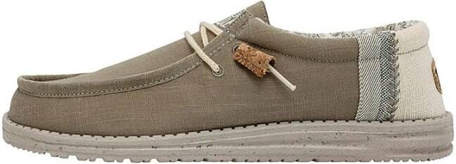 Hey Dude Wally Linen Natural Lace Shoes Green Heren