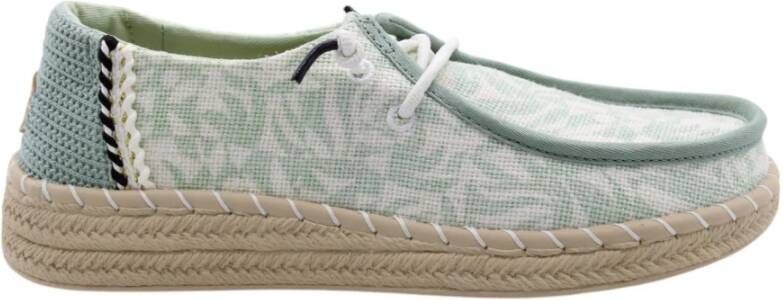 HEYDUDE Wendy Espadrille Retro Palm Dames Instappers Celadon Green White