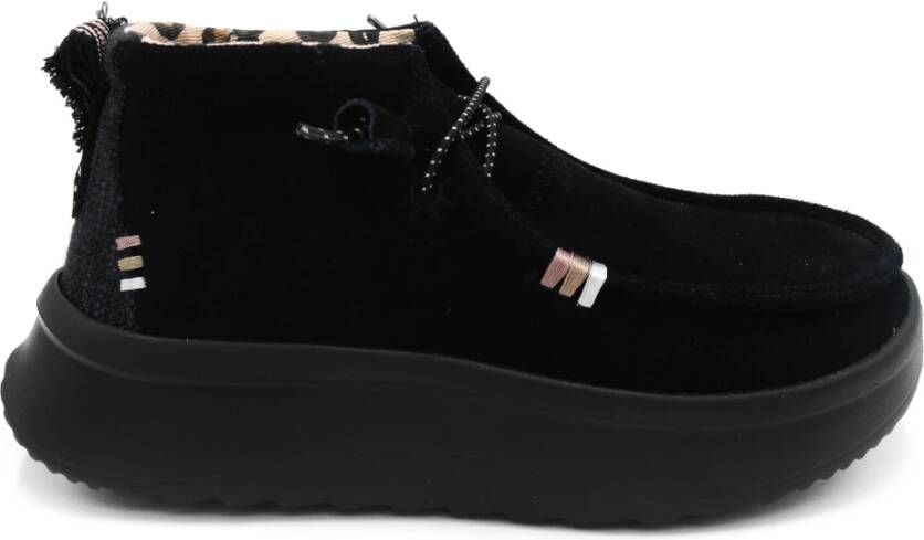 Hey Dude Zwarte Suede Peak Hi Laarzen Black Dames