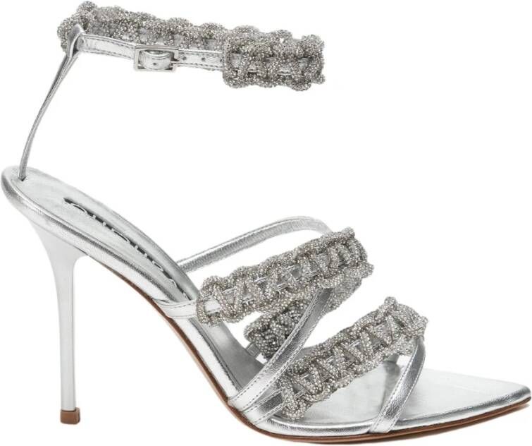 Hibourama Glamoureuze Olivia Metallic Leren Sandaal Gray Dames