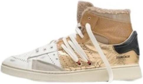 Hidnander Witte Gouden Basketbalschoenen Stripeless Design White Dames