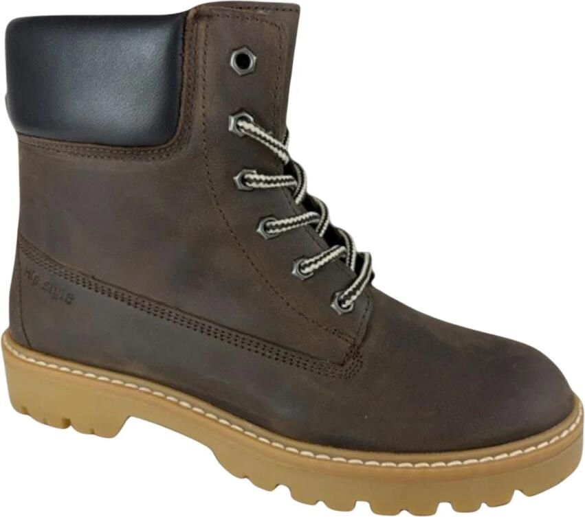 Hip leren veterschoenen met profielzool bruin Jongens Leer