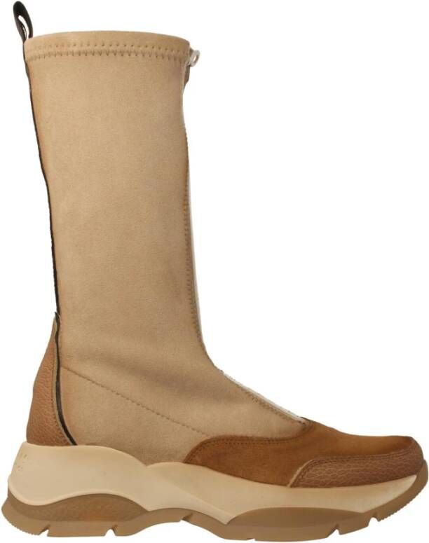 Hispanitas Beige en Camel Leren Enkellaarzen Bruin Dames - Foto 2