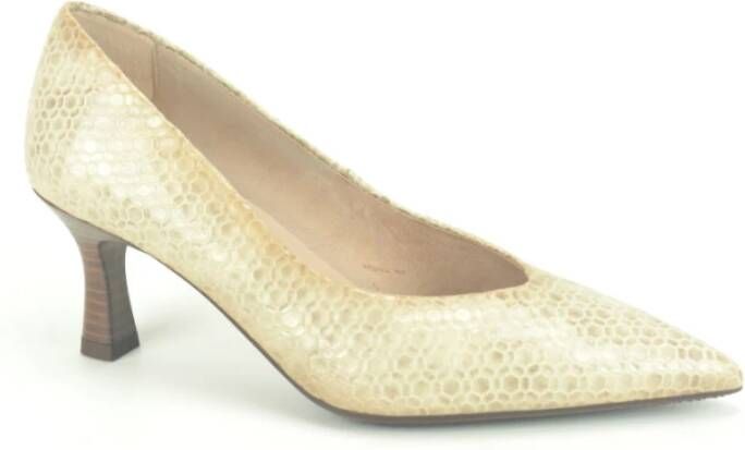 Hispanitas Beige Kantprint Puntige Neus Pump Beige Dames