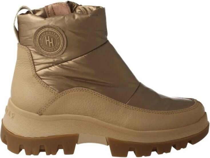 Hispanitas Beige Leren Winterlaarzen met Uitneembare Binnenzool Beige Dames