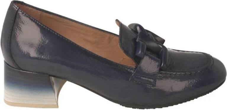 Hispanitas Blauwe Suède Loafers met Kettingdetail Blue Dames