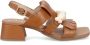 Hispanitas Bruine leren sandalen met franjes en kralen - Thumbnail 1