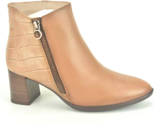 Hispanitas Kameel Print Enkellaarzen 5cm Hak Brown Dames
