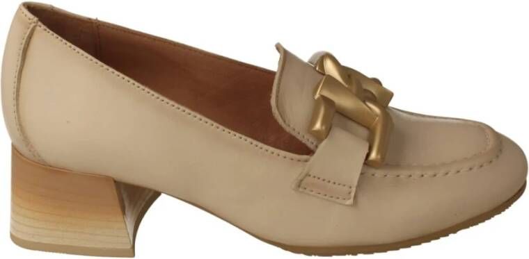 Hispanitas Cr?mekleurige Leren Mocassin Pumps Beige Dames