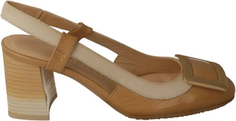 Hispanitas Geëmailleerde Bicolor Pumps met Versiering Brown Dames