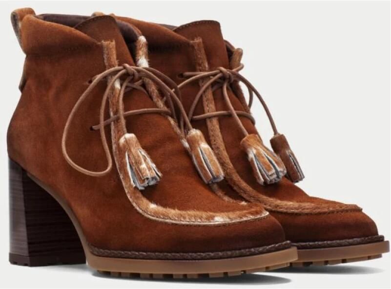 Hispanitas Dames veter laarsje met hak Artikel HI265065 Bruin suede met hertenprint - Foto 4