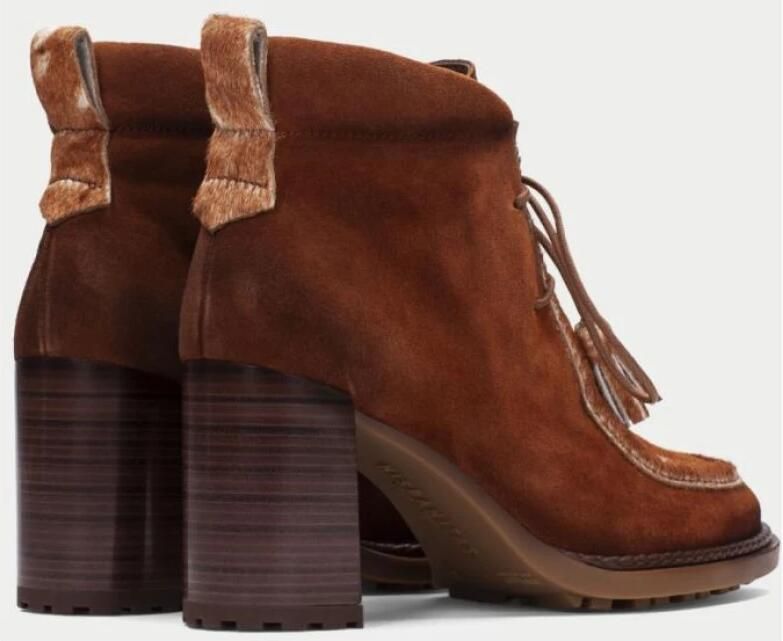 Hispanitas Dames veter laarsje met hak Artikel HI265065 Bruin suede met hertenprint - Foto 3