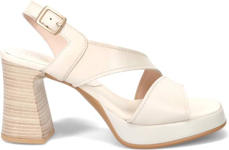 Hispanitas Leren hoge hak sandalen met platform Beige Dames