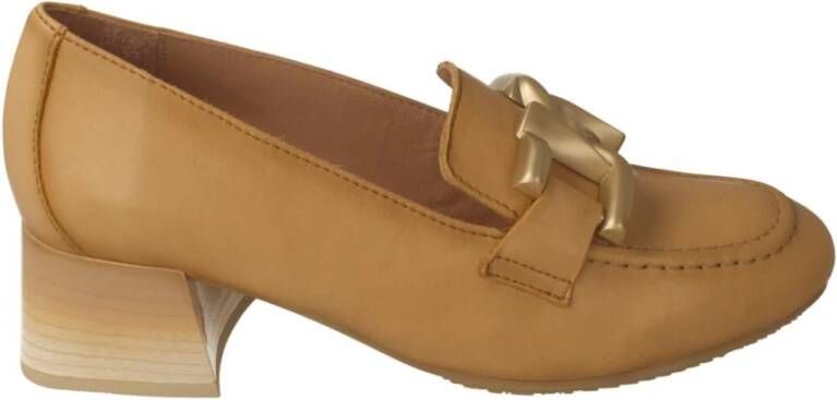 Hispanitas Beige Dames Mocassins met Medium Hak Beige Dames