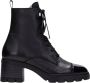 Hispanitas Zwarte leren enkellaars in militaire stijl met glanzend neusdetail Black Dames - Thumbnail 4