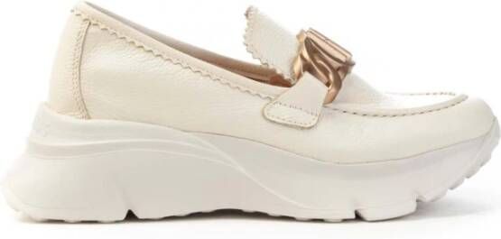 Hispanitas - Mokassin-Schuh aus Leder, nautische Verzierung mit Kette, ohne Schnürsenkel, dünne Gummisohle, klassisch, für: Damen, Sekt, 36 EU