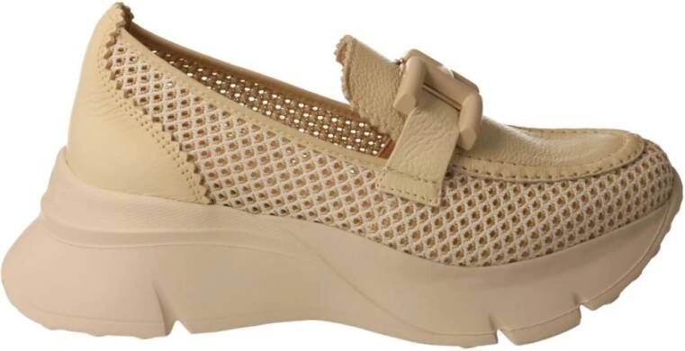 Hispanitas Sportieve Crème Mesh Loafer voor Vrouwen Beige Dames