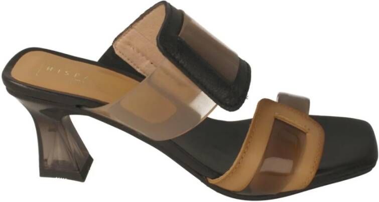 Hispanitas Stijlvolle T-Strap Hoge Hak Sandalen Zwart Dames