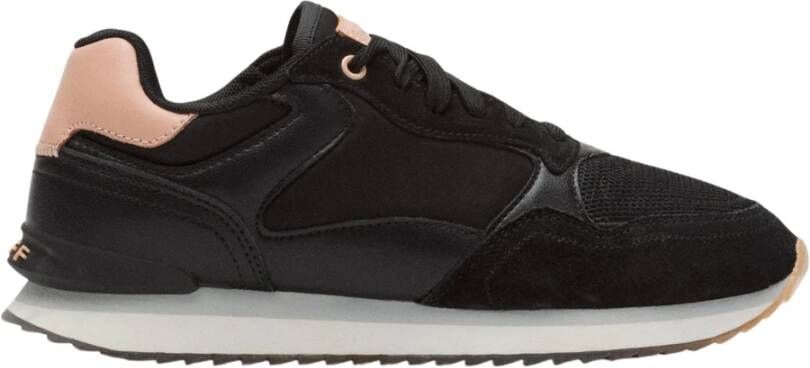 Hoff Ademende leren en stoffen sneakers Black Dames