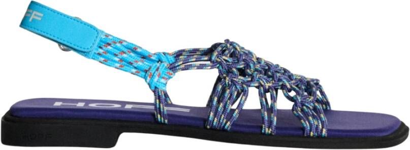 Hoff Blauwe Gevlochten Platte Sandalen