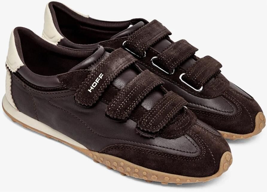 THE HOFF BRAND Lage Sneakers Dames Bridge Velcros Suède Bruin - Foto 9