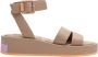 Hoff Leren Band Sandaal met Sleehak Beige Dames - Thumbnail 3
