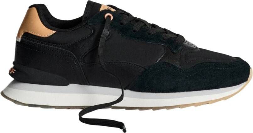 Hoff Ademende leren en stoffen sneakers Black Dames