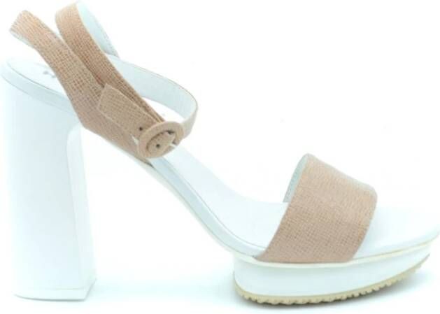 Hogan Beige Blokhak Sandalen Lente Zomer