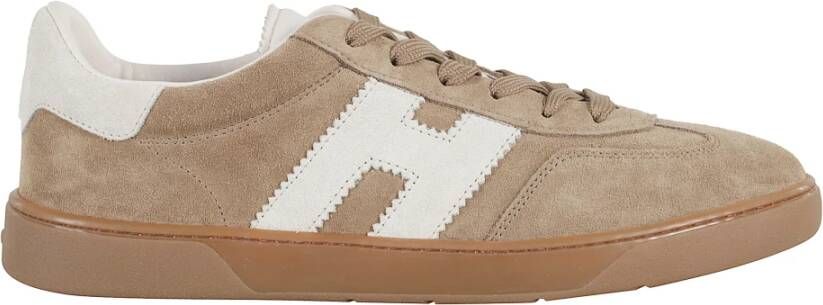 Hogan Beige en witte sneakers met leren details