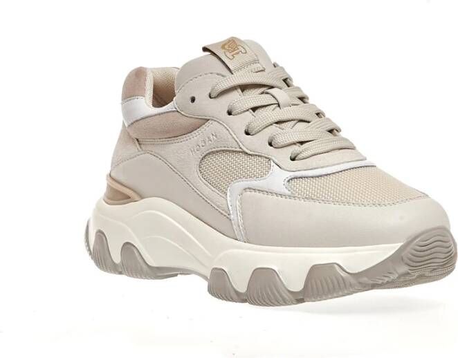 Hogan Beige Leren en Stoffen Hyperactive Sneakers 35 Beige Dames