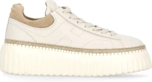 Hogan Beige leren sneakers met logo detail
