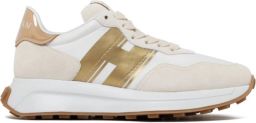Hogan Witte sneakers voor dames met suède en nylon inzetstukken White