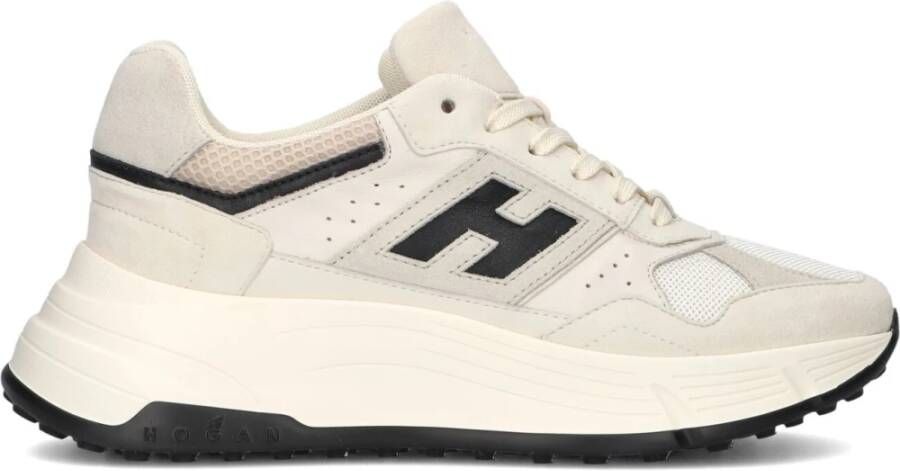 HOGAN Sneakers Dames Combi Mesh Sneaker Maat: 39 Materiaal: Leer Kleur: Beige