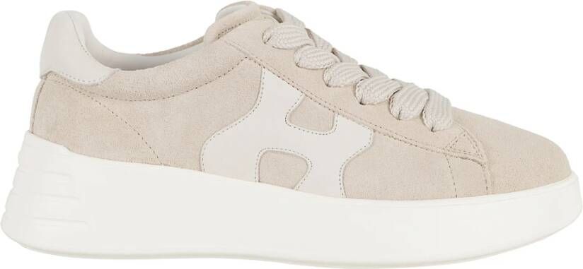 Hogan Beige Rebel Sneakers met leren details