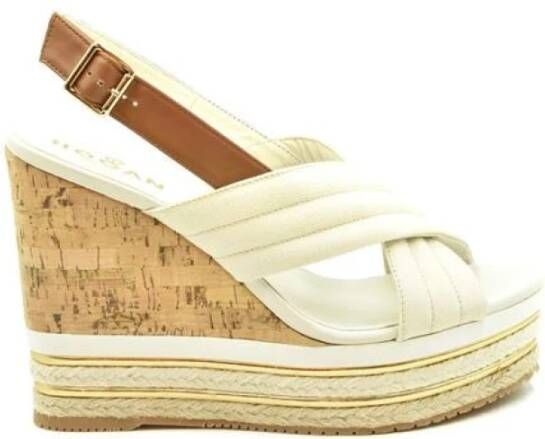 Hogan Beige Sleehak Sandalen voor de Zomer White Dames