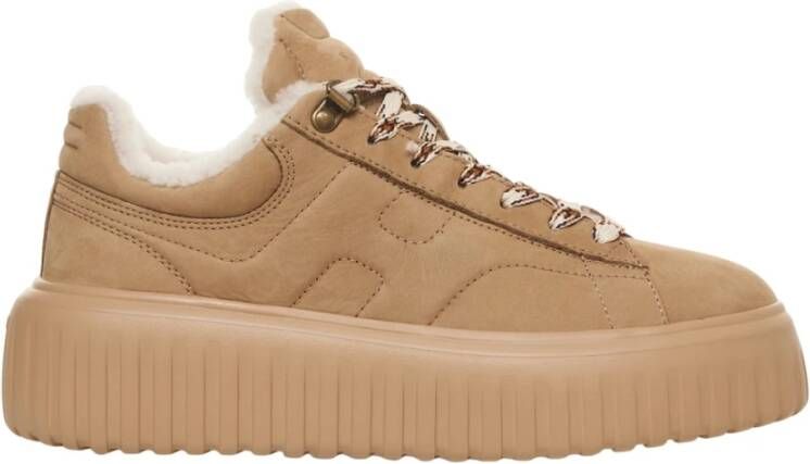 Hogan Beige Sneakers met Faux Fur Voering