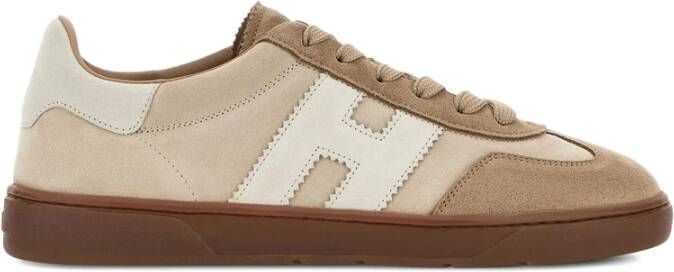 Hogan Beige Sneakers met Logo Panelen
