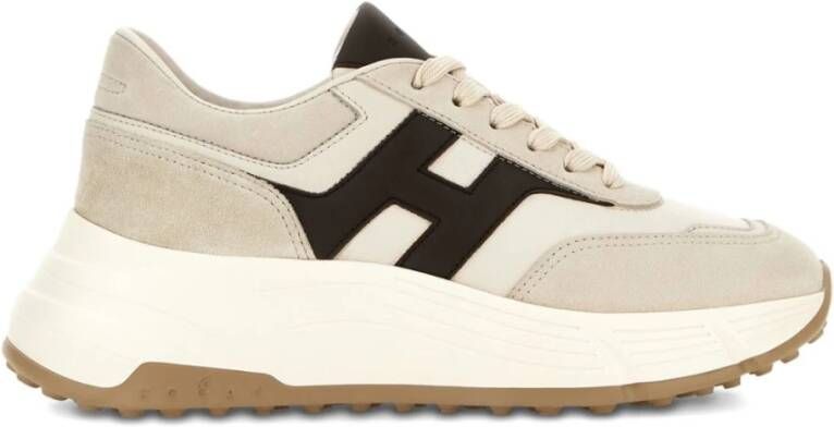 Hogan Beige Sneakers met Logo Panelen