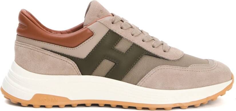 Hogan Beige Sneakers met Mesh Inzetstukken