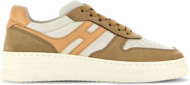 Hogan Beige Sneakers met Nubuck Bovenwerk en Leren Inzetstukken Beige Dames