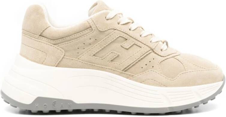Hogan Beige Sneakers met Paneeldesign en Ronde Teen Beige Dames