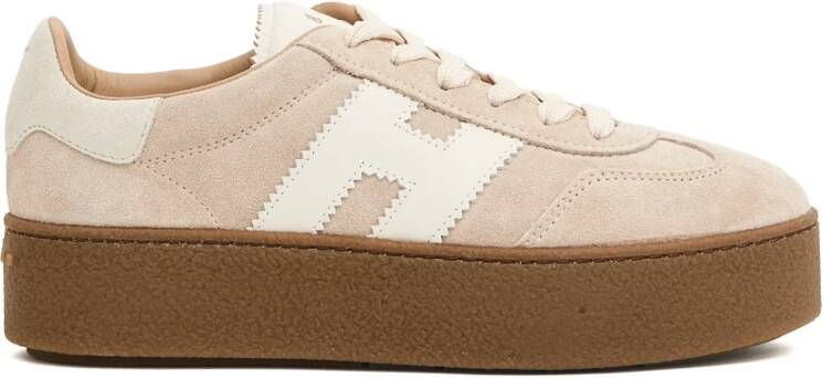 Hogan Beige Sneakers met Plateauzool